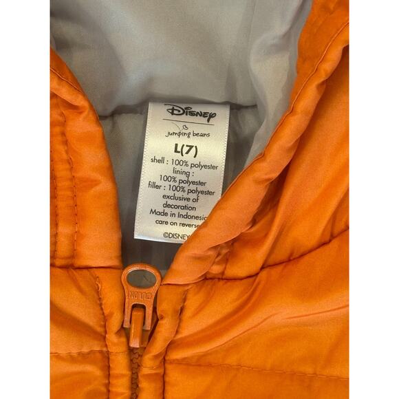 Disney Jumping Beans Vest Kids Large Orange Gray Polyester Hooded Full Zipper - Picture 4 of 7